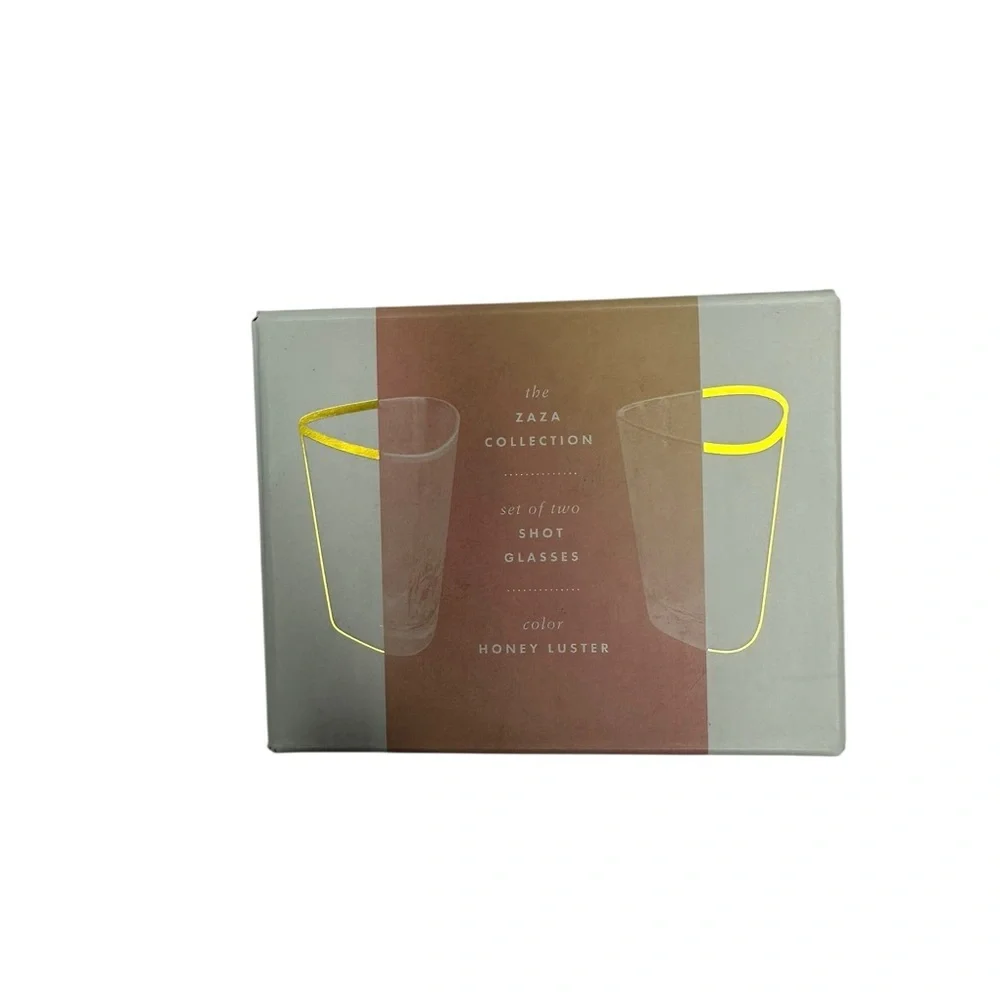NIB Anthro The Zaza Collection Set of 2 Lustered Shot Glasses in Honey Luster